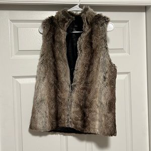 Faux Fur Button and Zip Vest